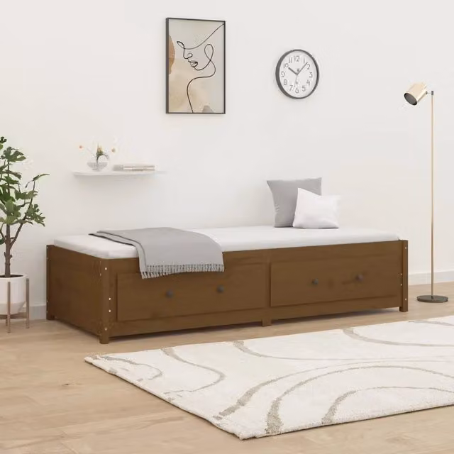 Divano Letto Ambra vidaXL in Legno di Pino Marrone L/P/H: 200 x 90 x 85,5 cm
