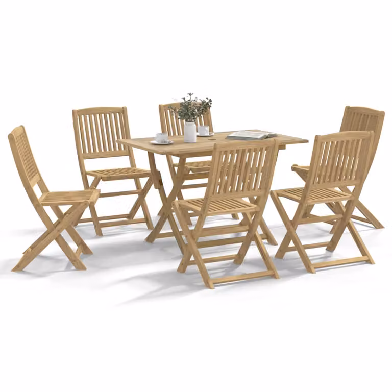 Set da pranzo da giardino vidaXL in legno di acacia marrone, 7 pezzi, stile rustico