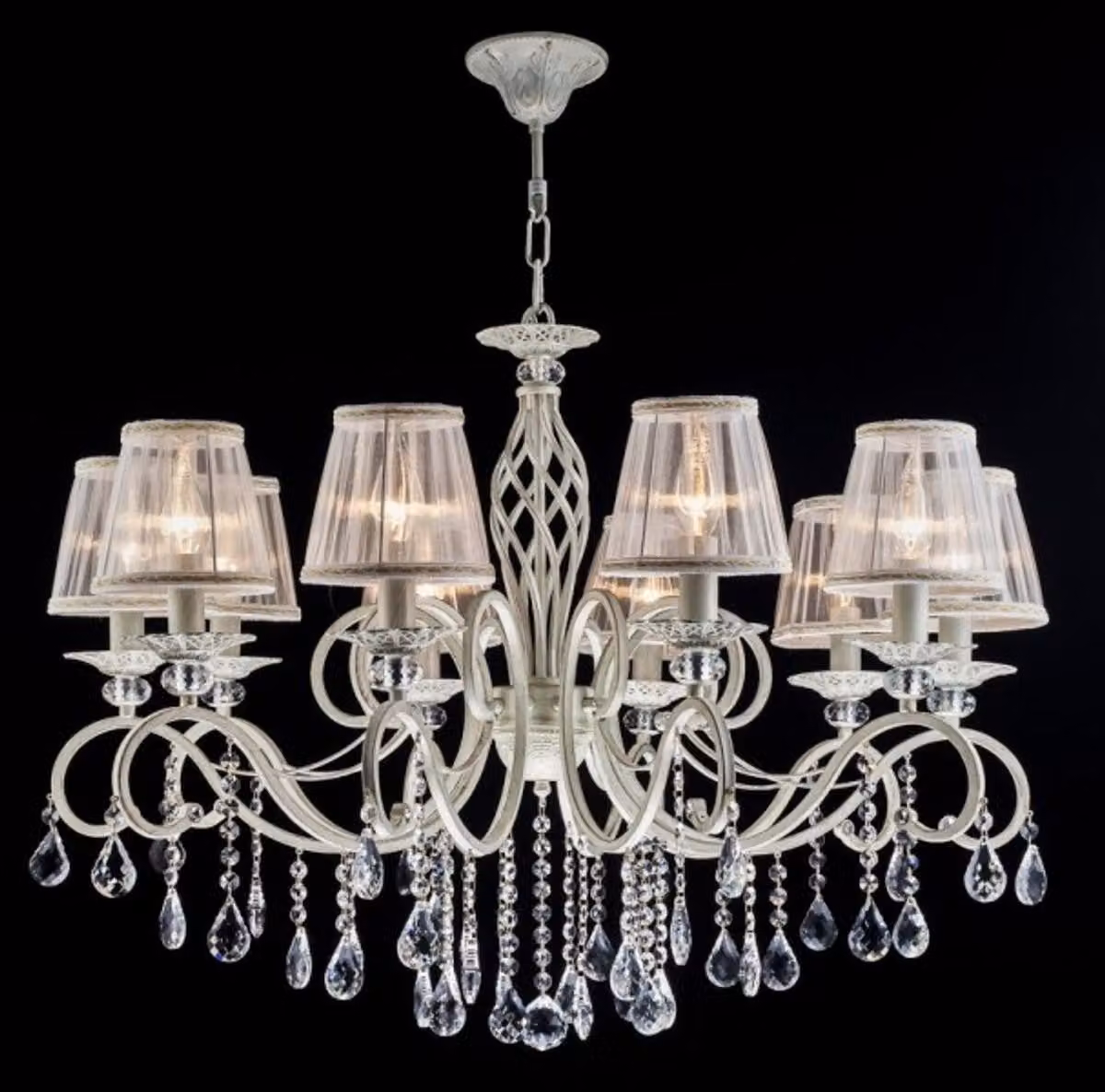 Lampadario da soffitto in stile barocco, marca Casa Padrino, con cristalli, color crema e oro, dimensioni 85 x 64 cm (altezza). Stile antico