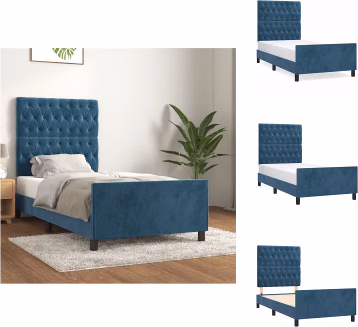 vidaXL Letto con testiera in velluto blu scuro 90x200 cm - Letti & Reti