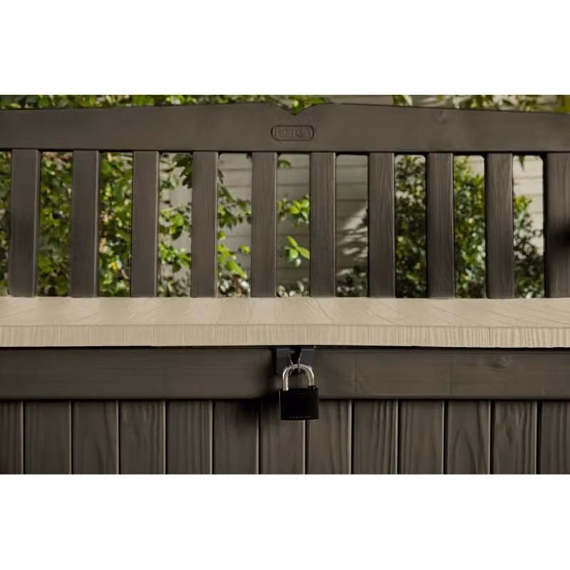 Panchina contenitore da giardino Keter Eden marrone e beige con braccioli e resistenza alle intemperie L/P/H: 140 x 60 x 84 cm – 4