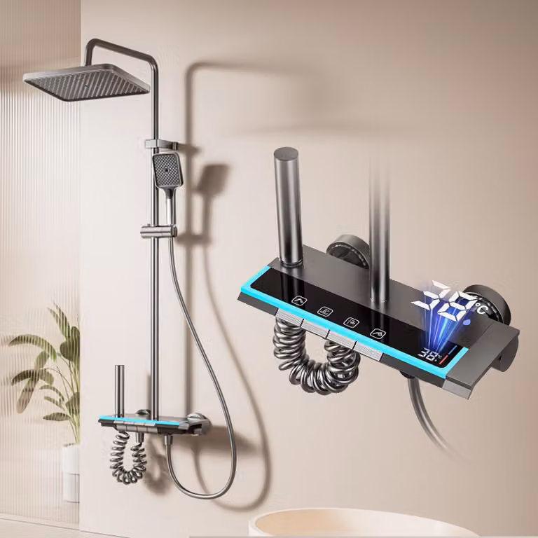 Colonna doccia con display LED, regolabile in altezza, 4 funzioni