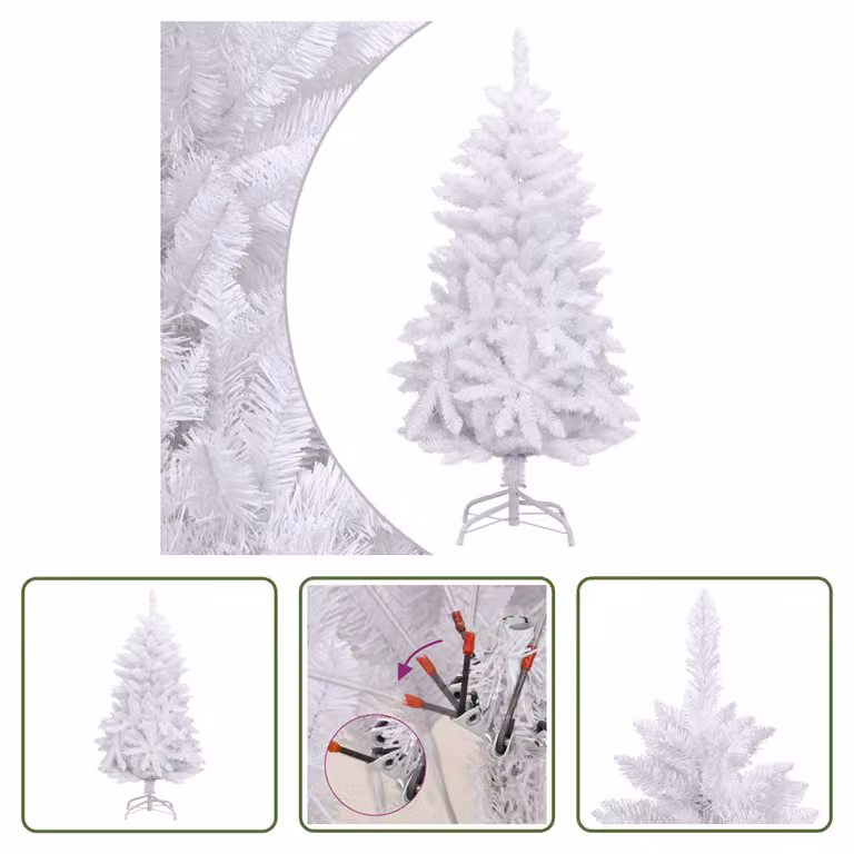 The Living Store Albero di Natale artificiale pieghevole con supporto bianco 120 cm