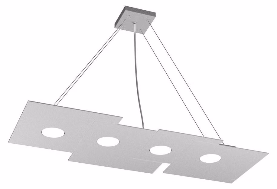 Sospensione Moderna Rettangolare Plate Metallo Grigio 4 Luci Gx53
