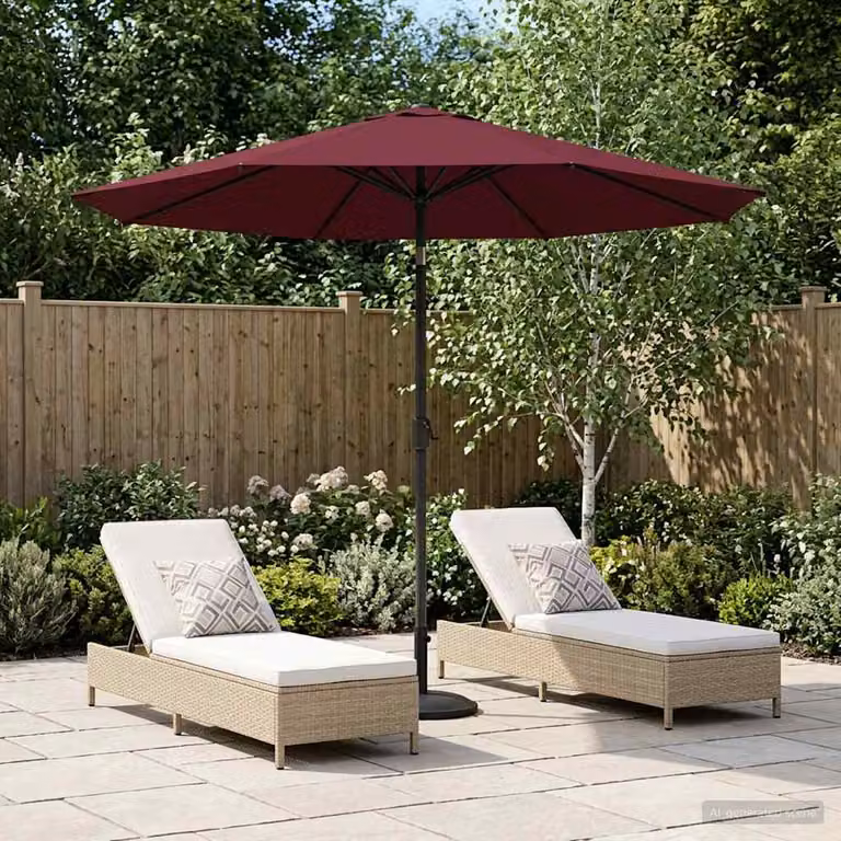 Ombrello da giardino rettangolare vidaXL in poliestere rosso con struttura in acciaio L: 226 cm x P: 226 cm