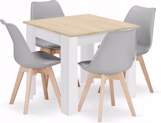 Set di tavolo quadrato Valora 80x80 Sonoma Oak + 4 sedie RIKX Gray