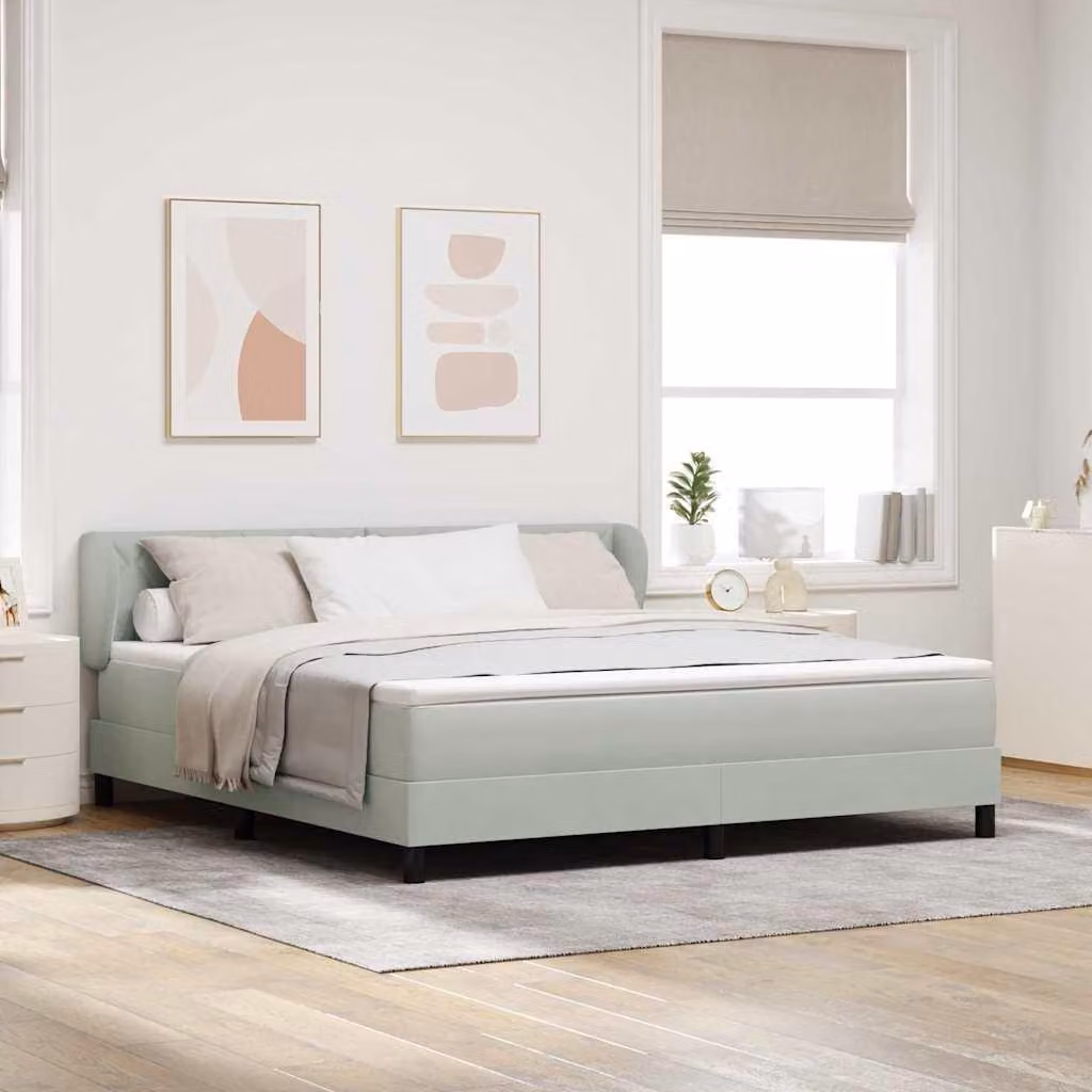 Maison Exclusive - Letto boxspring con testiera grigio chiaro 180 x 200 cm in velluto
