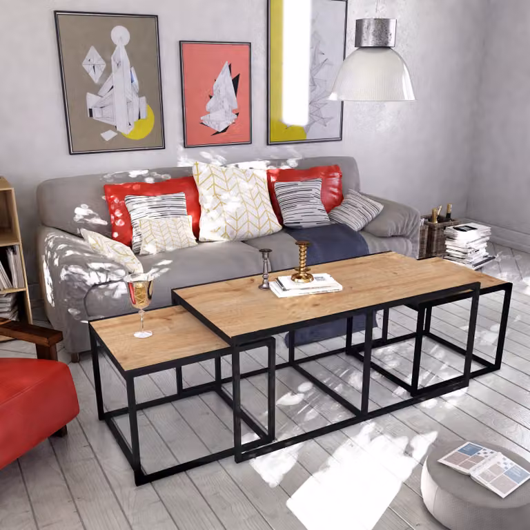 Skye Decor, Gigante- GiganteZNA, color rovere,,nero, tavolini, 50x120x60 cm, 100% pannello di particelle rivestito in melamina