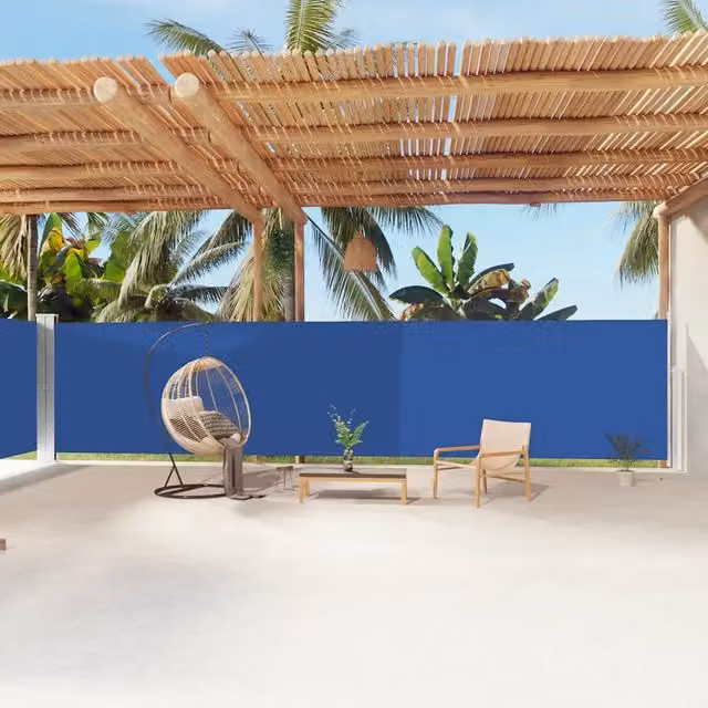 Tenda da sole laterale retrattile vidaXL in poliestere blu L: 1200 cm, H: 180 cm – 1