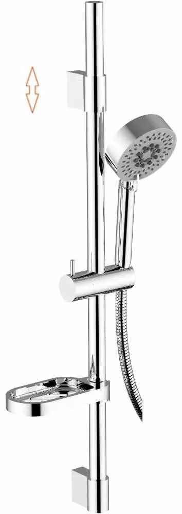 Asta per doccia con soffione manuale, regolabile da 40 a 62 cm, 5 getti, cromata