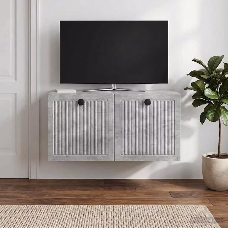 Mobile Porta TV da Muro vidaXL Grigio, Design Moderno Geometrico in Legno e Metallo, L: 59,5 cm, P: 31 cm, H: 30 cm