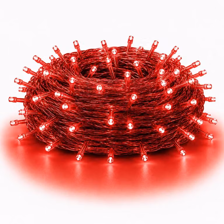 20M 200LEDs 8 Modes Fairy Lights Luci elettriche di Natale LED Cavo trasparente Camera Decorazione Luce Festa Giardino Albero di Natale Illuminazione, Rosso