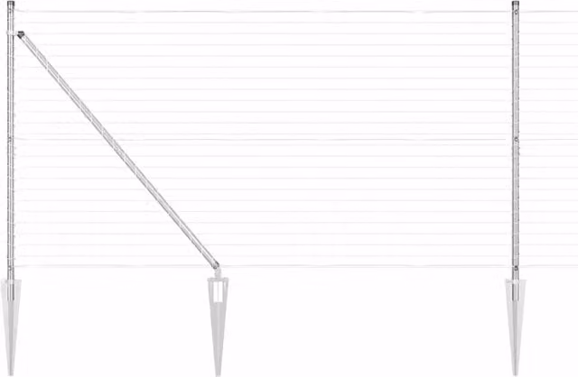 Recinzione da giardino in acciaio argentato con design round, L: 10 m, H: 1,4 m