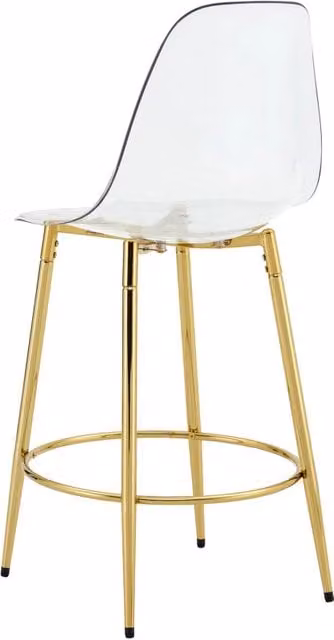 Set di 2 sgabelli da bar trasparenti con gambe dorate, altezza seduta 66 cm, design leggero per cucine aperte europee