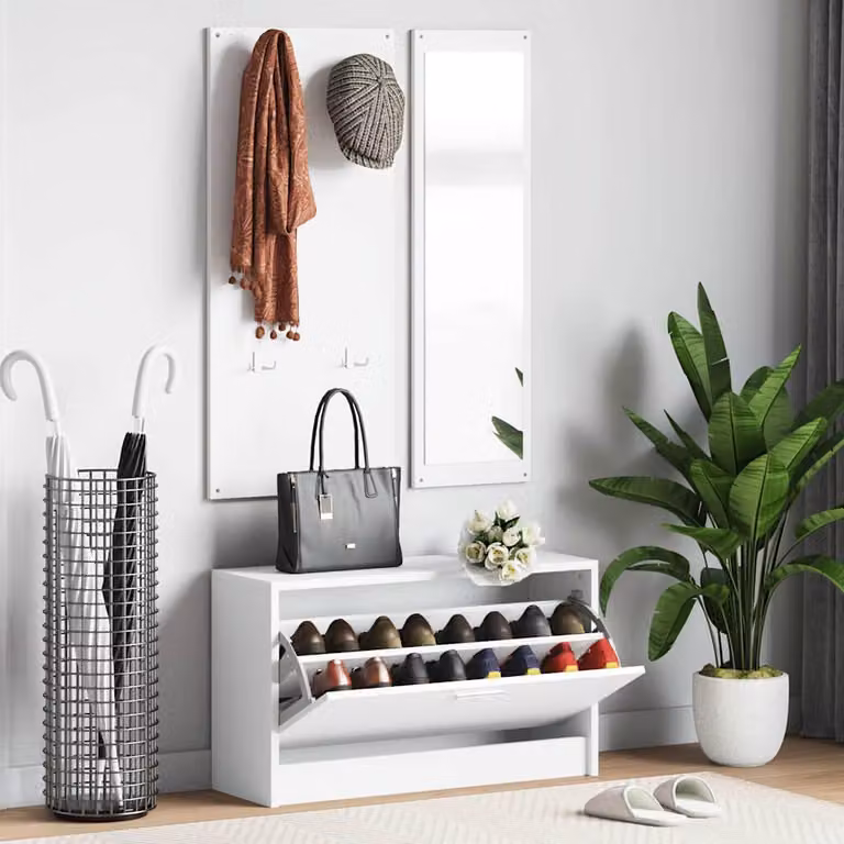 Set Scarpiera 3 in 1 vidaXL Bianco in Legno e MDF per Ingresso