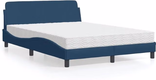 Letto con Materasso-Struttura Letto con Materasso Dover Blu 140x190 cm in Tessuto
