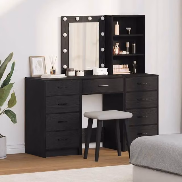Tavolo da Trucco 3 pz Nero 40 x 41 x 135 cm 3334219