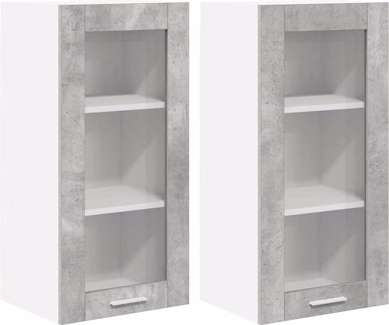 Armadio pensile con porta 2 pcs Grigio cemento 40 x 31 x 80 cm