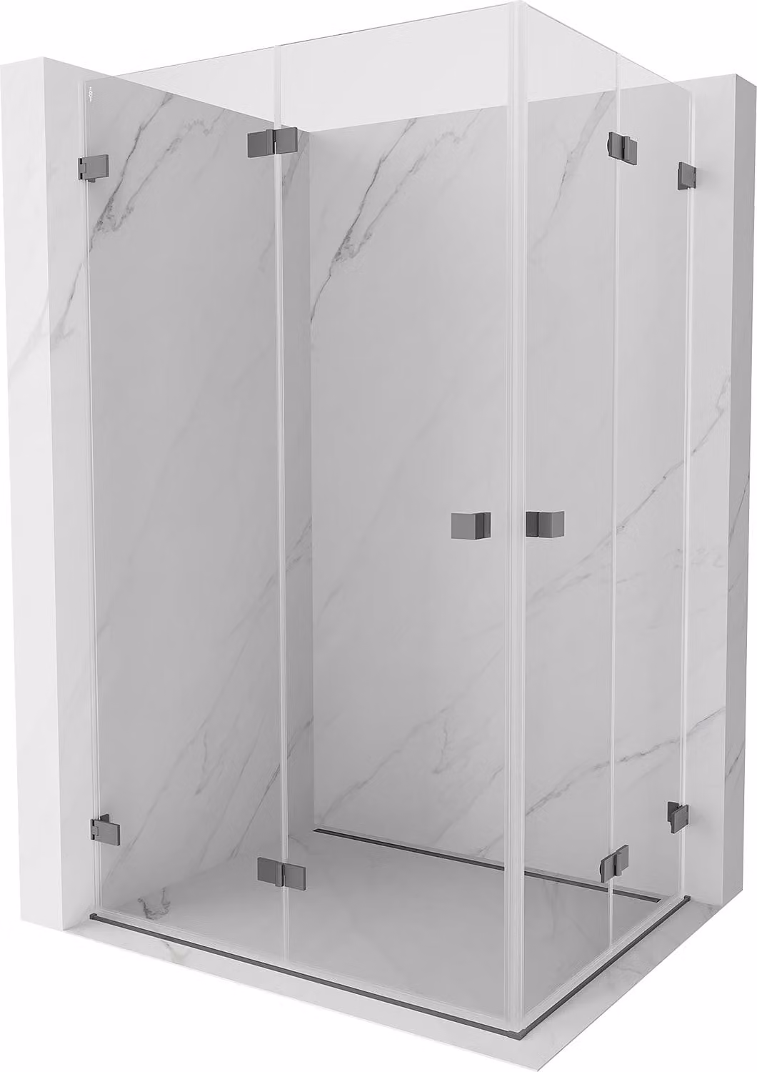 Mexen Lunar-F Duo cabina doccia pieghevole 100 x 90 cm, trasparente, gun metal - 836-100L-090P-95-00