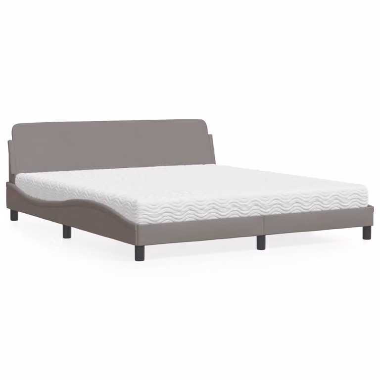 Letto con Materasso Dover vidaXL in Tessuto Tortora L 180 x P 200 cm
