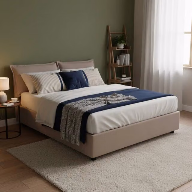 Letto Matrimoniale Amy Talamo Italia con Contenitore a Alzata, Rivestimento in Tessuto Grigio, L/P: 160 x 200 cm