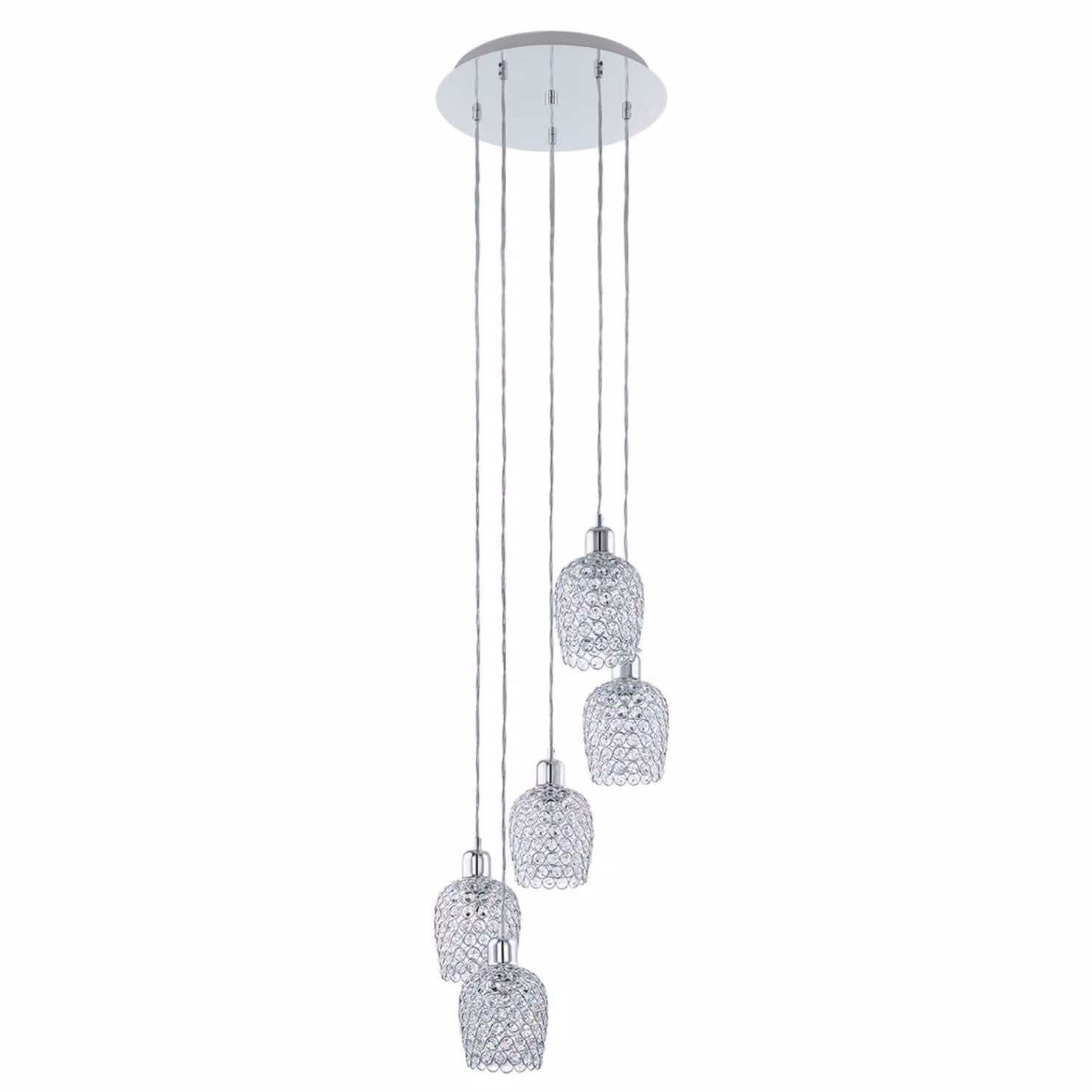 Eglo 94898 Bonares 1 lampada a sospensione in cristallo a 5 luci cromo chiaro