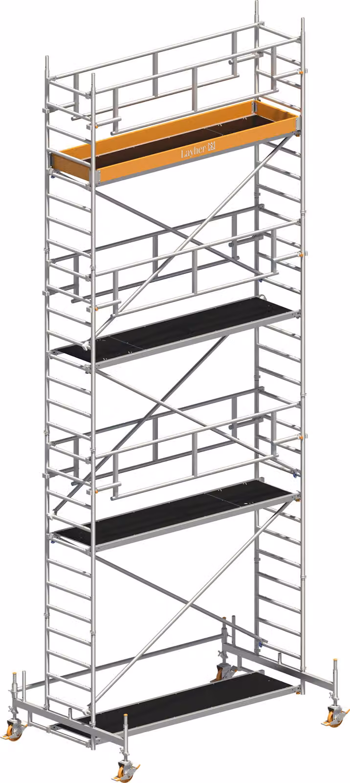 Ponteggio mobile Layher Uni Standard P2 Safety Plus con doppia ringhiera 8,35 m AH