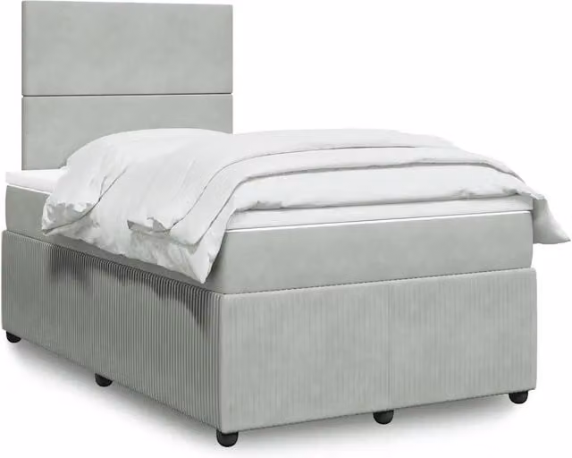 Letto Ibrido vidaXL con Materasso Grigio Chiaro in Velluto L/P: 120 x 200 cm