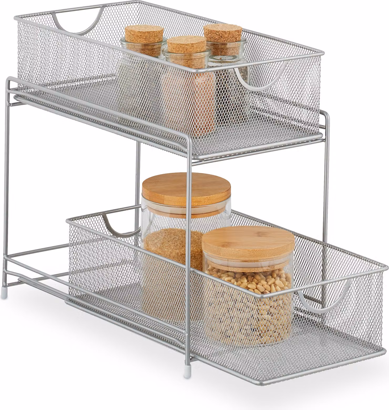 Organizer da cucina con 2 cestini estraibili RD47539, argento
