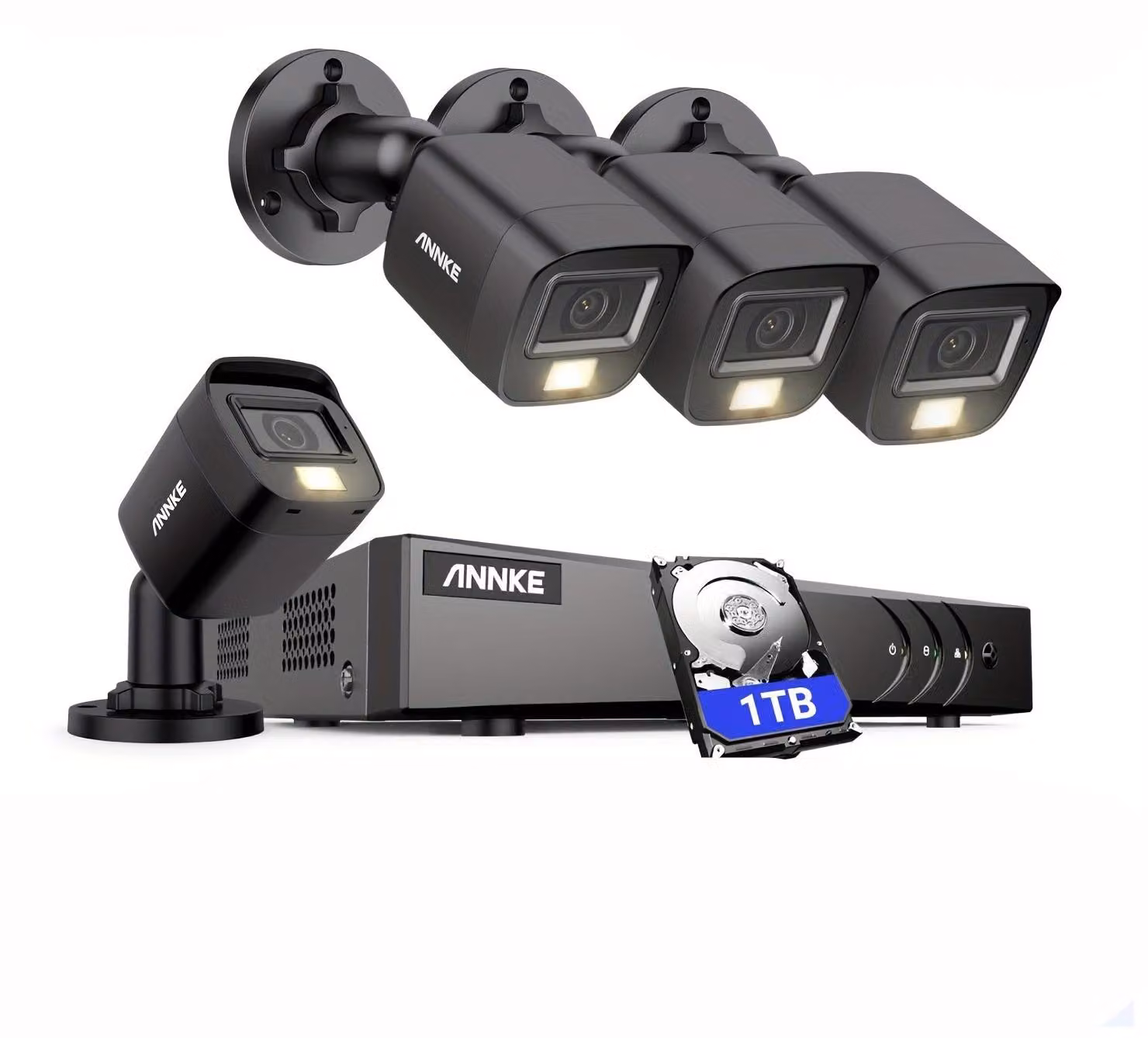 Sistema di sicurezza: 8 telecamere con risoluzione 1080p, 1TB di spazio di archiviazione, riconoscimento intelligente di persone e veicoli, visione notturna fino a 20 metri