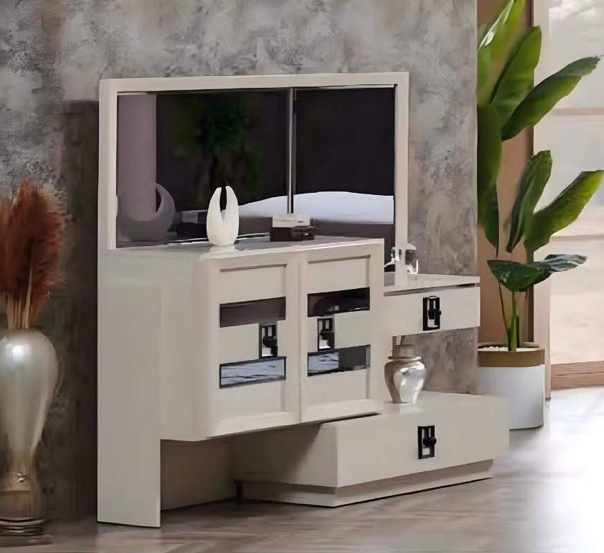 Luxus Holz Möbel Schminktisch mit Spiegel Modern Design Schlafzimmer