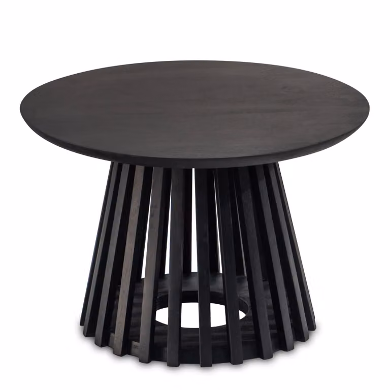Tavolino 60x60x41 cm in legno massiccio di mango nero Tavolo da divano rotondo | Wohnling