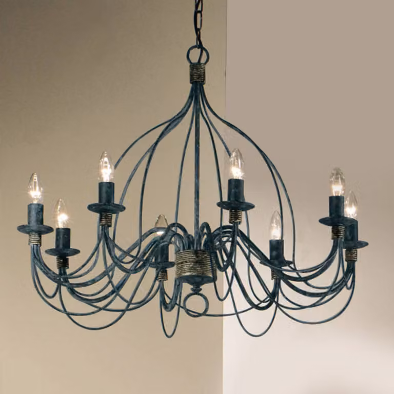 Kögl Lampadario a soffitto Filo, dimmerabile, Blu, Soggiorno / Sala da pranzo, Metallo, Antico, Lampadario
