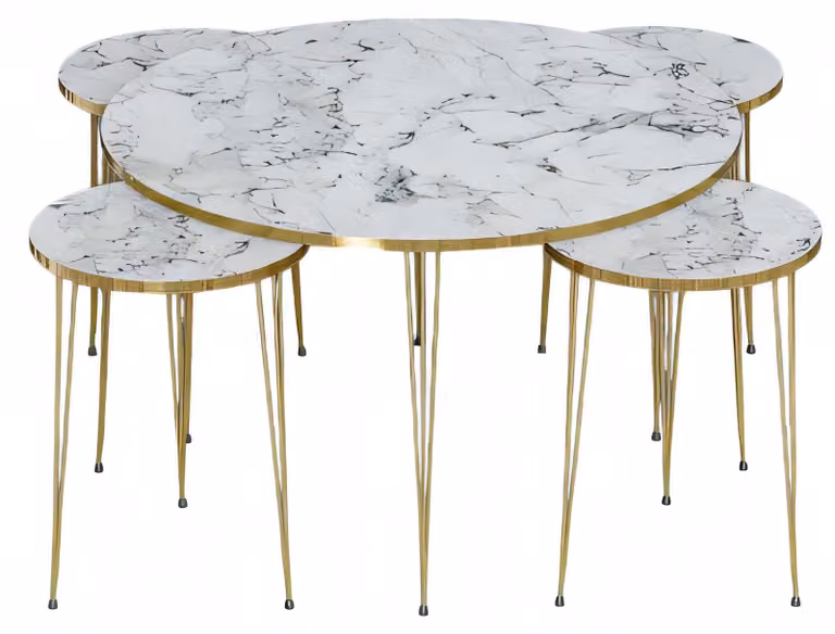 Eleganter weißer Holz-Couchtisch mit Beistelltischen im modernen Stil
