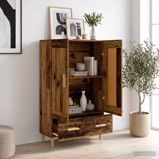 Credenza moderna vidaXL in legno MDF marrone per soggiorno o sala da pranzo L/P/H: 70 x 25,4 x 115 cm – 1