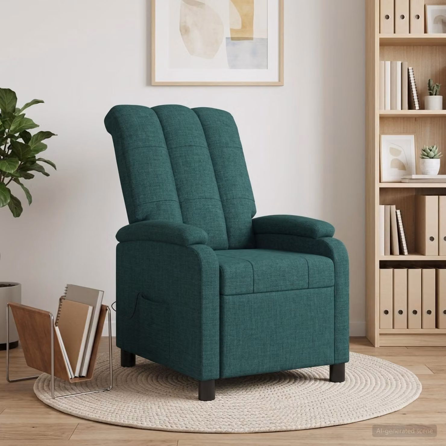 vidaXL Poltrona Relax Recliner Moderna in Tessuto Verde con Braccioli