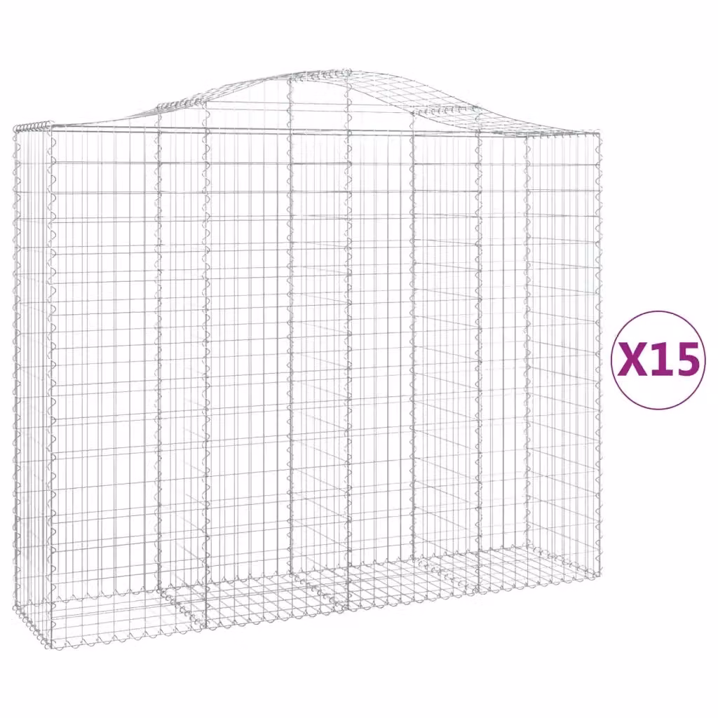 Set di 15 Cesti Gabbioni ad Arco Videx in Acciaio Zincato Colore Argento L: 200 cm, P: 50 cm, H: 160/180 cm – 2