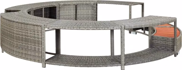 Bordo per Vasca da Spa in Polyrattan Grigio