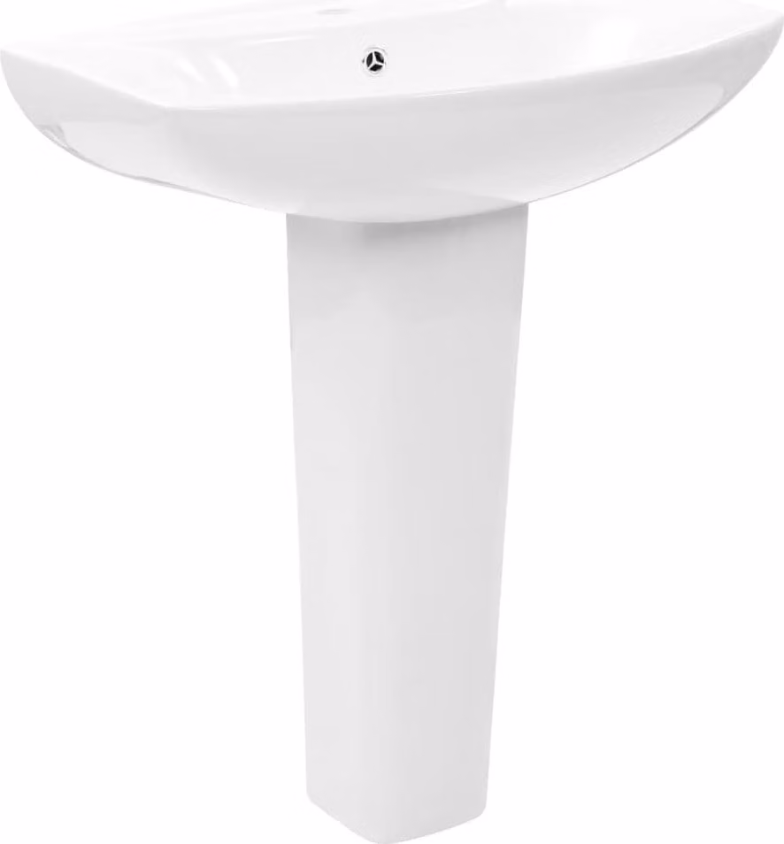 Lavandino a Colonna in Vetroceramica Bianca 650x520x200 mm