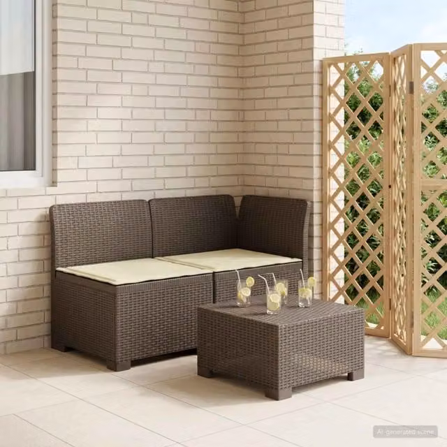 Divano da esterno-Divano da Giardino a 2 Posti con Cuscini Aspetto Rattan PP 590488