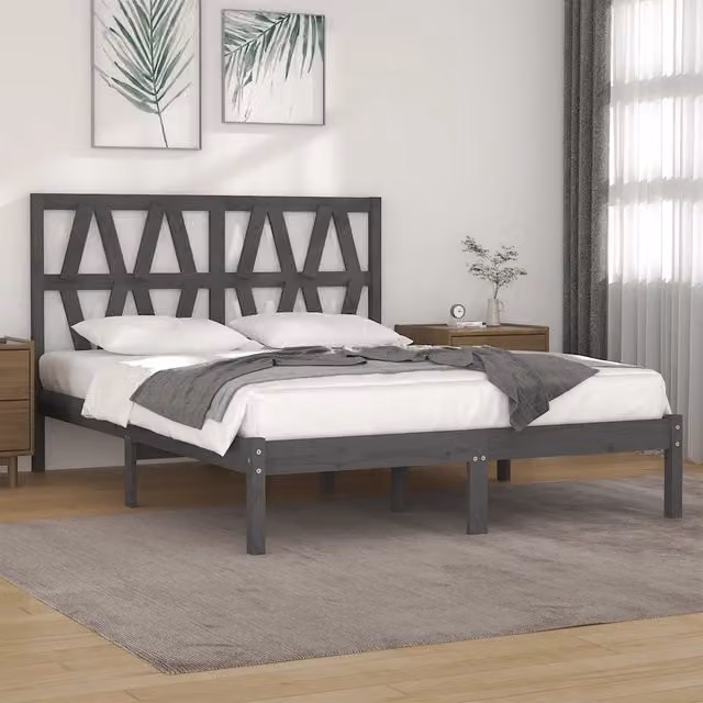 Giroletto vidaXL in legno massello di pino grigio stile rustico 200x200 cm