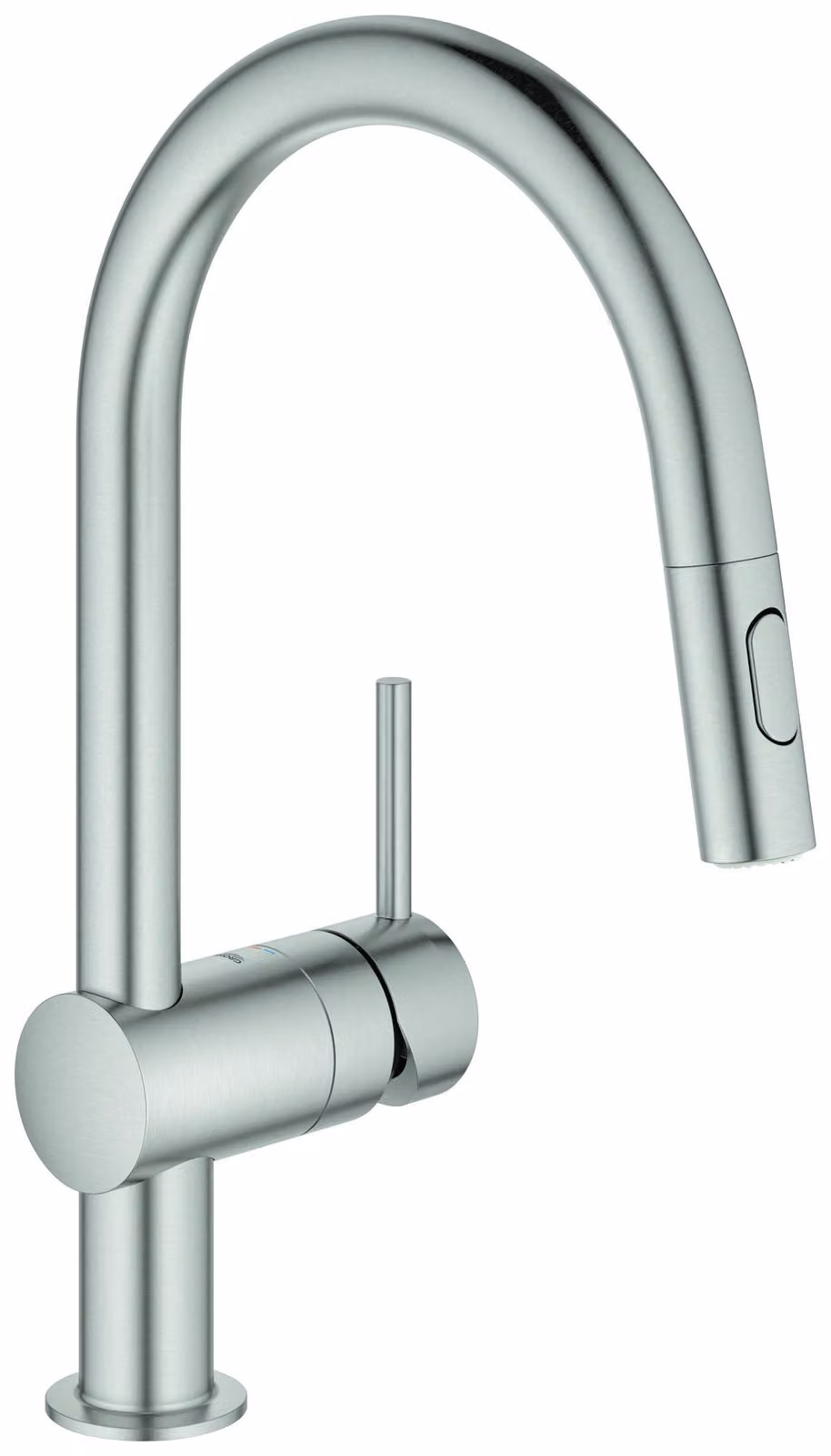 GROHE Minta Mitigeur monocommandé pour évier, portée 223mm, bec en C, extractible, Easy Docking, pivotant, double douchette d'évier, 32321DC2, 32321DC2