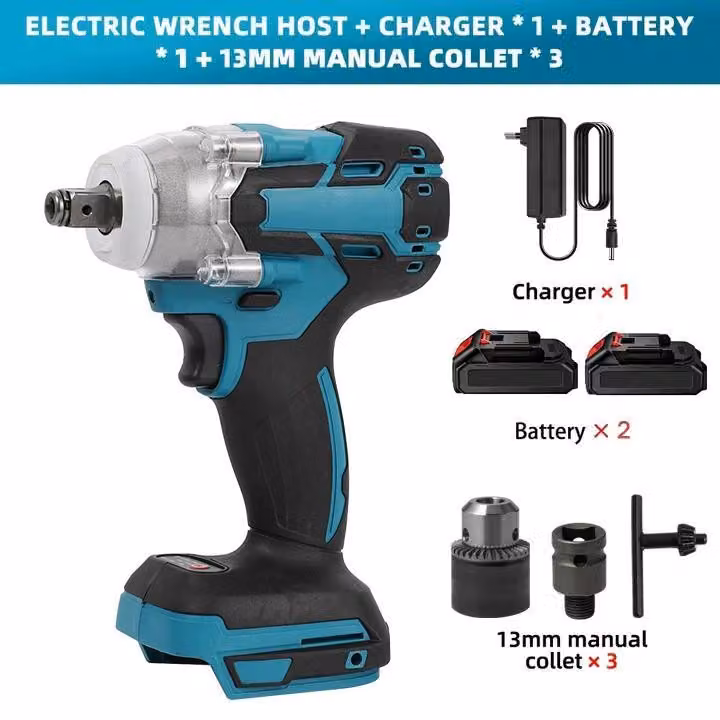 Avvitatore a percussione – Avvitatore a percussione a batteria da 18V – 520 Nm – Motore brushless – Attacco quadrato da 1,27 cm – 2 batterie – Spina europea