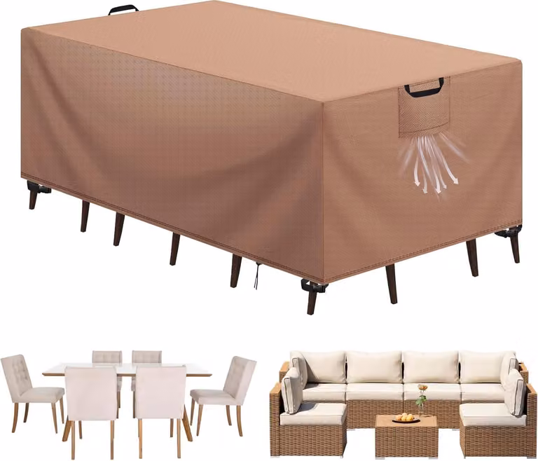 Copertura protettiva per mobili da giardino - Impermeabile, protezione UV - 1 pezzo - Khaki - Tessuto Oxford - 170 x 94 x 71 cm