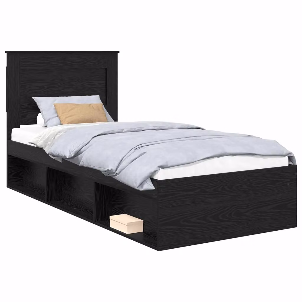 Struttura del letto moderna vidaXL in legno di pino nero L/P/H: 210 x 100 x 103 cm – 2