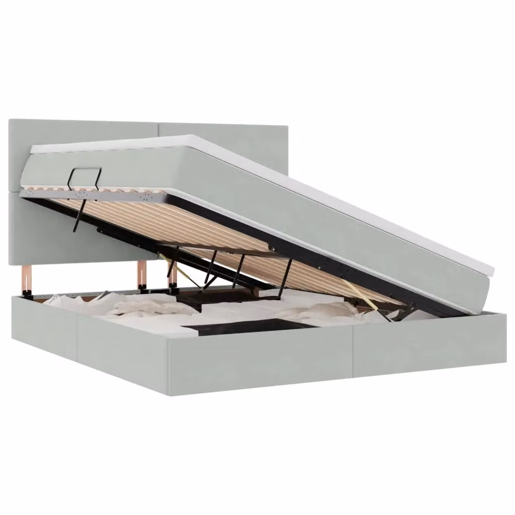 Letto con contenitore vidaXL in velluto grigio con illuminazione LED e porta USB L/P: 180 x 200 cm – 2
