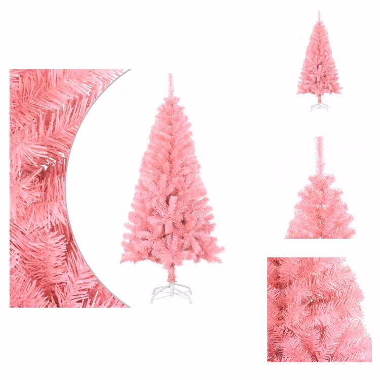 vidaXL Albero di Natale artificiale con supporto Rosa 150 cm PVC - Alberi di Natale