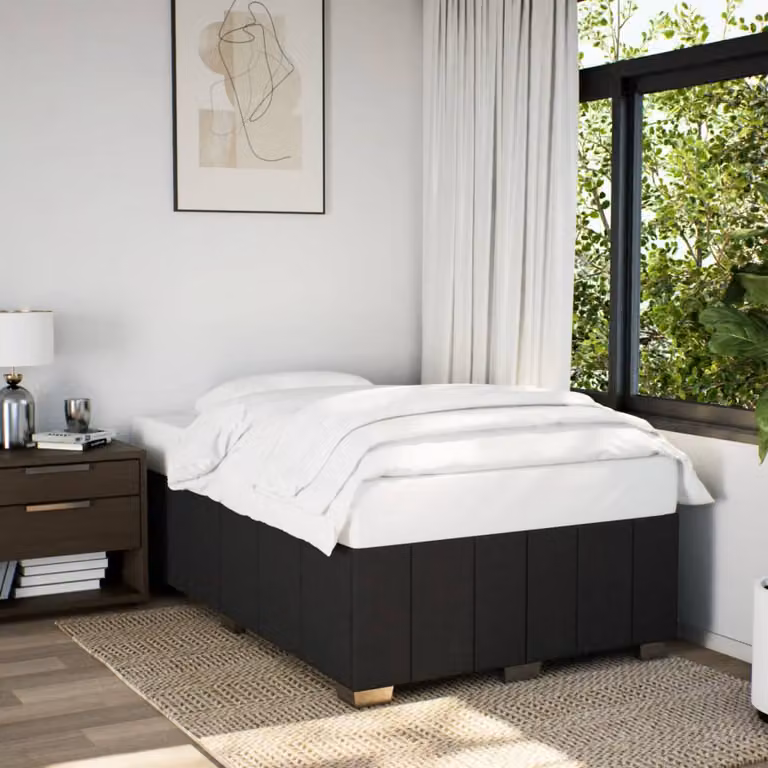 vidaXL Giroletto senza Materasso Nero in Tessuto con Struttura in Legno L/P/H: 120 x 190 cm