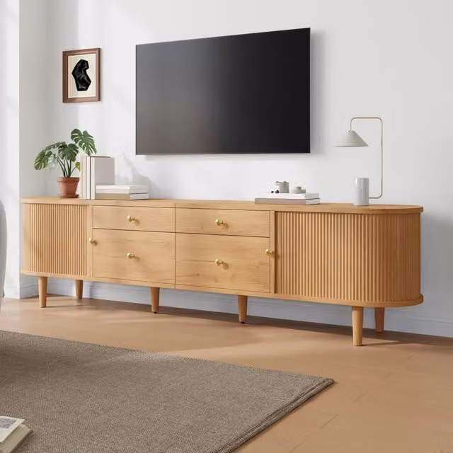 Mobile TV ¨C Minimal ¨C 4 cassetti ante scorrevoli legno nero 120x30x5
