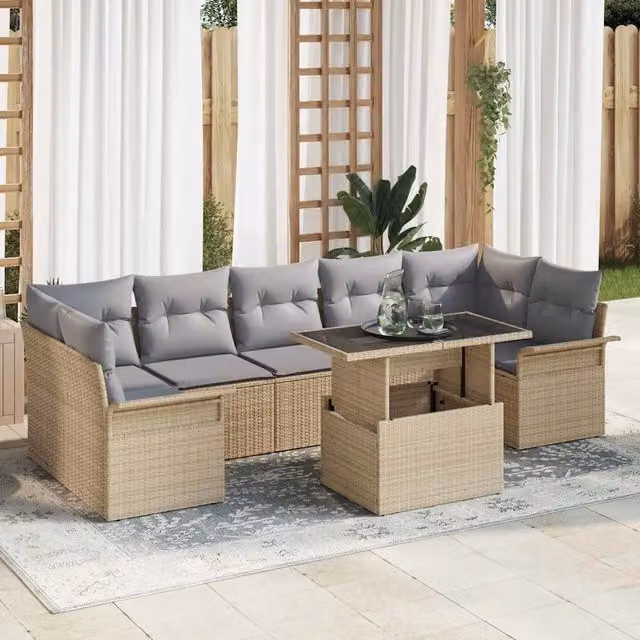 Set Divano da Giardino 8 pz Beige 3356973